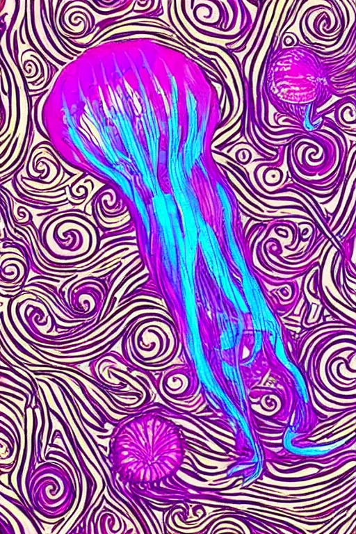 Prompt: psychedelic art of jellyfish