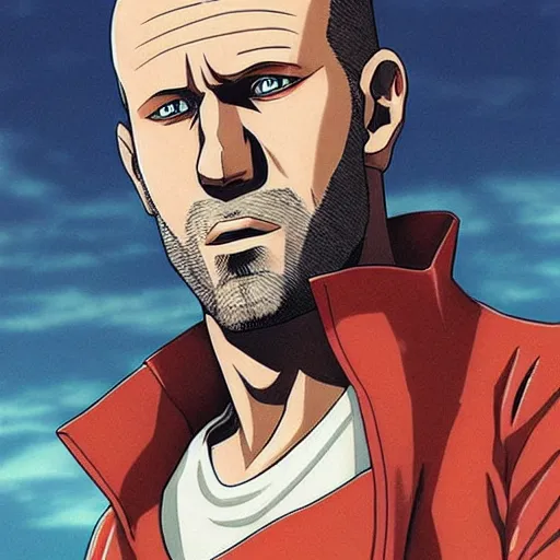 Image similar to jason statham as anime character, anime art