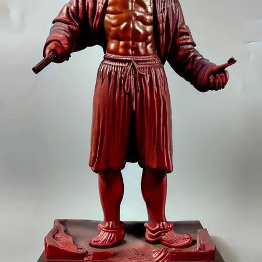 Prompt: museum van damm portrait statue monument made from chinese porcelain brush face hand painted with iron red dragons full - length very very detailed intricate symmetrical well proportioned