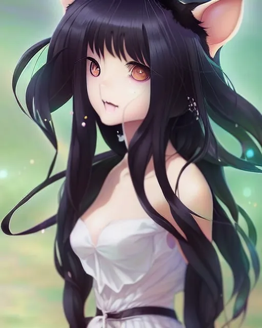 Prompt: character concept art of an anime goddess of mischievous black cats | | cute - fine - face, pretty face, realistic shaded perfect face, fine details by stanley artgerm lau, wlop, rossdraws, james jean, andrei riabovitchev, marc simonetti, and sakimichan, trending on artstation