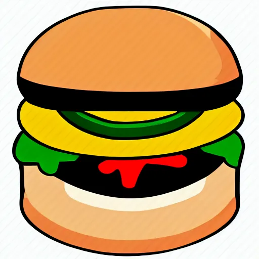 Prompt: hamburger, wow icon, video game