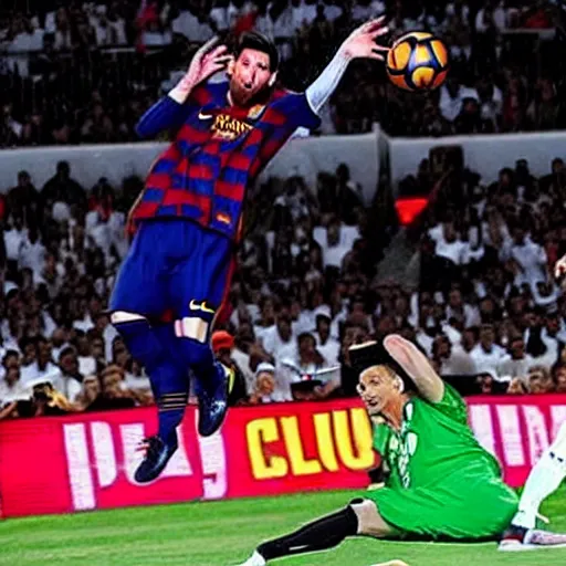 Prompt: Messi dunking on Ronaldo,