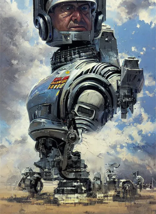 Prompt: sci fi portrait of general augusto pinochet as a robot by john berkey