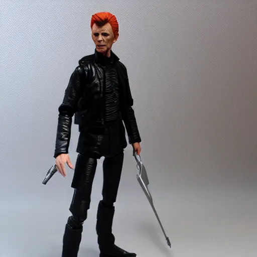 Prompt: 3D printed action figure of David Bowie in Blackstar, packaging, ultra realistic, Hot toys