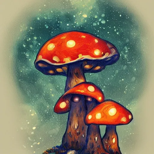Prompt: a detailed painting of a mushroom Glows, artxenomorphtea, aeonsomeically, mononoke, buccaneer, gptj6b, bituminous, hexglow