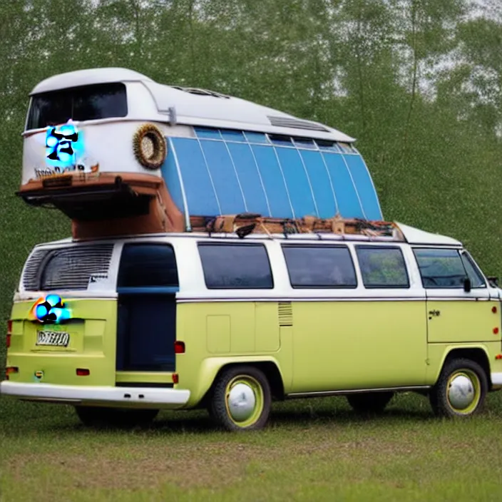 Image similar to vw bus, cargo cult style