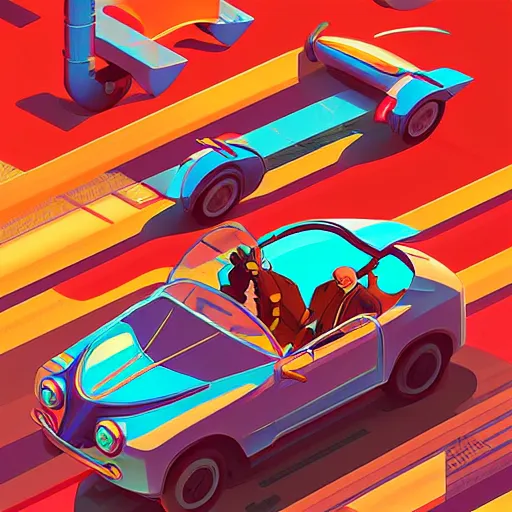 Image similar to isometric retro futuristic car ad by tyler edlin and petros afshar and christopher balaskas and marius borgeaud and kiliain eng, atomic age maximalist, art nouveau, well proportioned, highly detailed