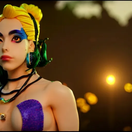 Image similar to cinematic scene with jolyne from jojo's bizarre adventure, live action film, stone ocean, dramatic, small details, volumetric lighting, still frame