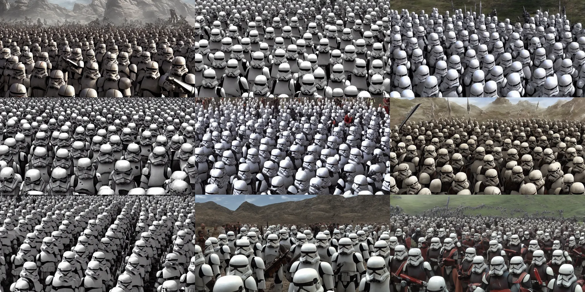 Prompt: Clone Troopers at the Battle of Helm's Deep