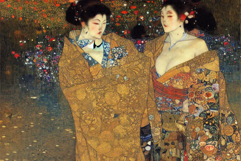 Prompt: kyoto, painting by gaston bussiere, yoji shinkawa, gustav klimt