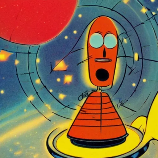 Prompt: Liminal space in outer space, Old 50s cartoon, colorized