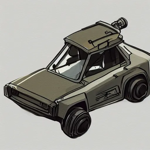 Image similar to 2d concept art of small vehicle by Dawid Michalczyk