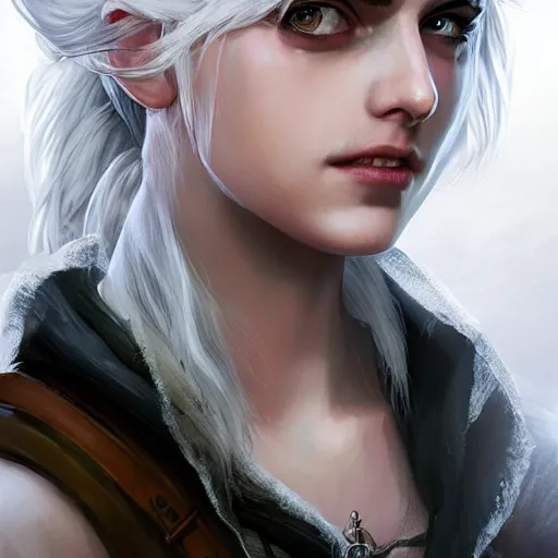 Image similar to portrait of ciri the witcher amazing details 4 k beautiful ultra realistic sharp focus cinematic lightning highly detailed, digital painting, artstation, concept art, smooth, sharp focus, illustration by artgerm