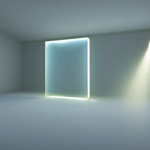 Image similar to an ultra high definition professional studio quality photograph of a transparent iridescent perspex pastel coloured art objects in an empty white room. dramatic lighting, ray tracing, refraction, shallow d. o. f, colour corrected, golden ratio, three point light. volumetric shadows. god rays.