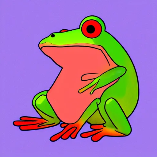 Image similar to cute anthro anime frog, digital art