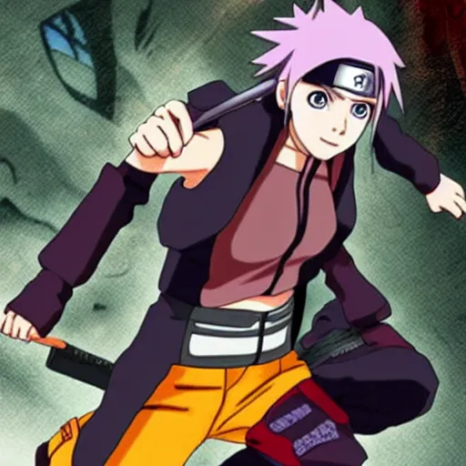 Prompt: naruto anime film still emma watson as a naruto shinobi by Masashi Kishimoto