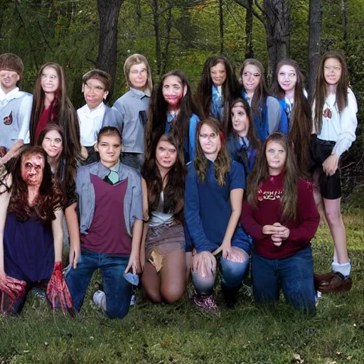 Image similar to high - school year book pictures with zombies