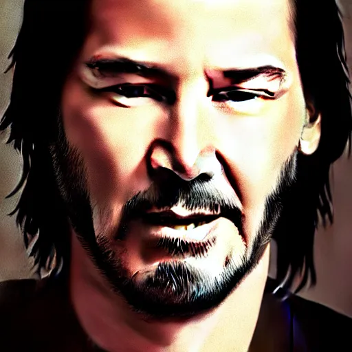 Image similar to keanu reeves looking proud of me, photograph, hyperrealism, 4k, golden hour, medium closeup