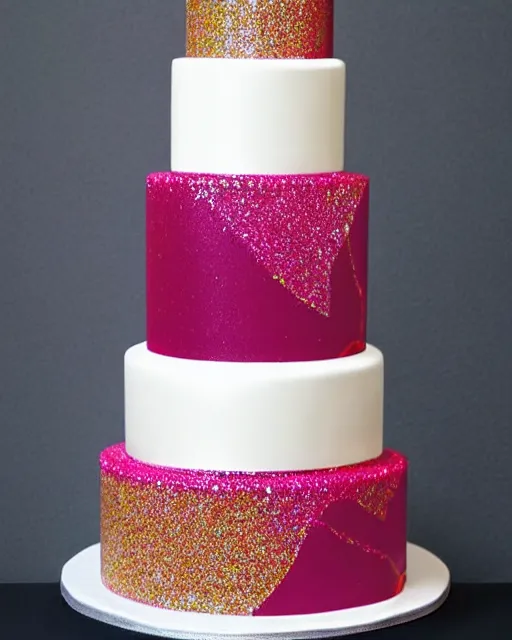 Image similar to elegant quartz raspberry wedding cake dripping fondant, stylized, sparkling, glitter, gilding, ornate, sylvain sarrailh, joongwon jeong