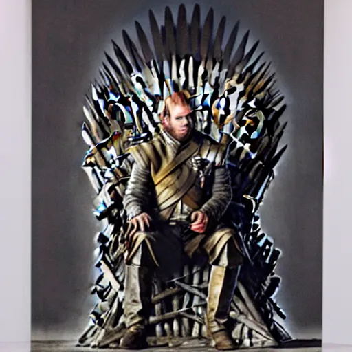 Image similar to george floyd depicted as king sitting on the iron throne, game of thrones