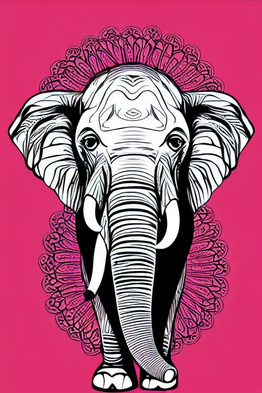 Image similar to minimalist boho style art of an elephant, illustration, vector art