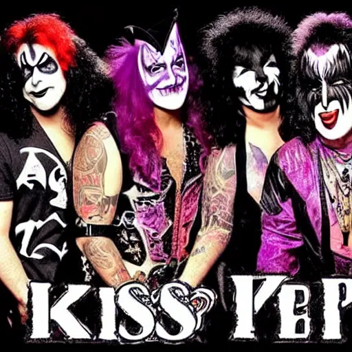 Image similar to The band KISS if they all became Juggalos