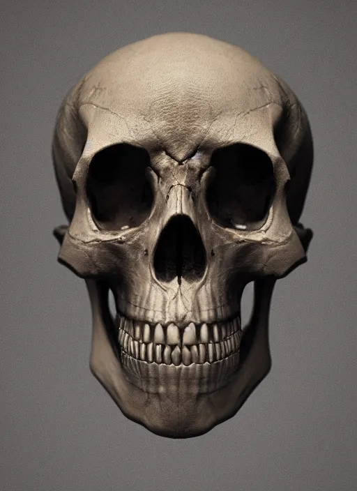 Image similar to hyper realistic photography of intricate renaissance skull ornament made of bone cinematic, symmetric detailed, artstation, cgsociety