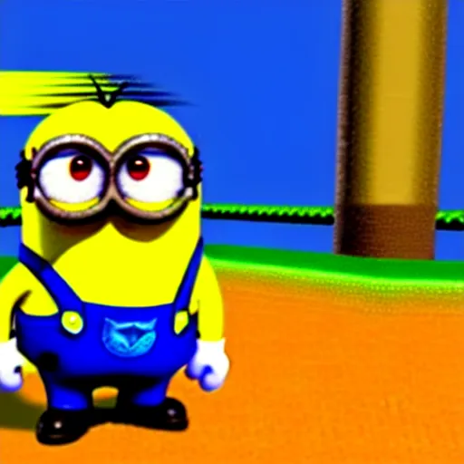 Image similar to A minion in super mario 64