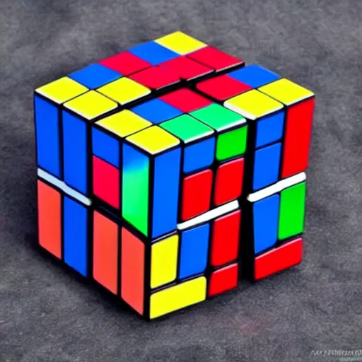 Image similar to unsolved rubik's cube made of various types of stone,