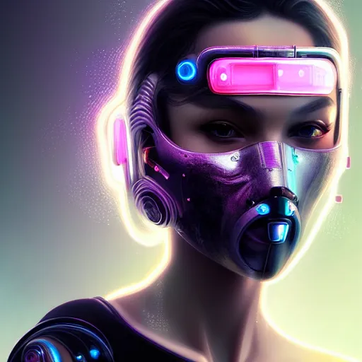 Image similar to face mask on beautiful woman face, cyberpunk art by kuno veeber, cgsociety, computer art, ultra detailed, futuristic, anime aesthetic