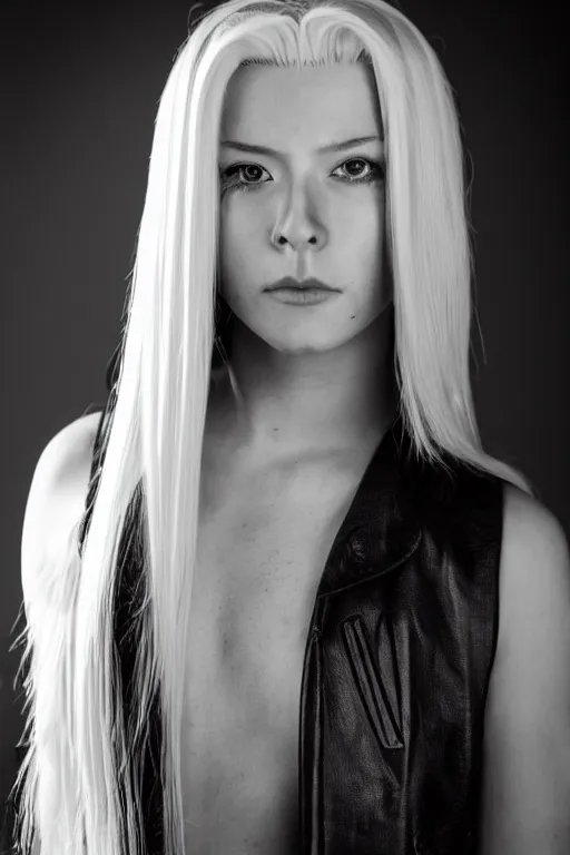 Image similar to A full portrait photo of sephiroth, f/22, 35mm, 2700K, lighting.