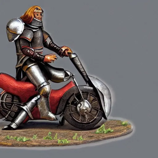 Prompt: medieval knight riding on a motorcycle