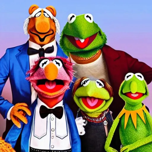 Prompt: the muppets as grand theft auto characters, 4k, high detail, high-resolution photograph