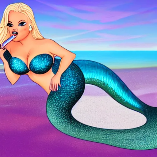Image similar to mermaid trisha paytas on the beach