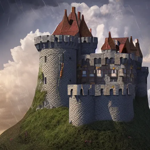 Image similar to castle made of clouds, impressive details, ultra resolution, 8k,