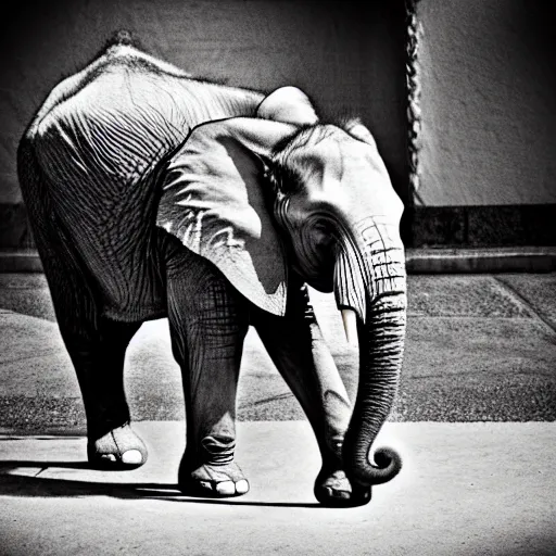 Prompt: a feline cat - elephant - hybrid with a trunk, animal photography