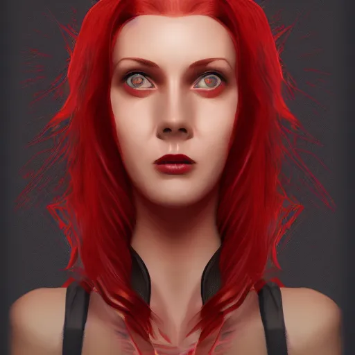 Prompt: a beautiful red haired woman, symmetrical portrait. dieselpunk. 4k hd, digital art, concept art