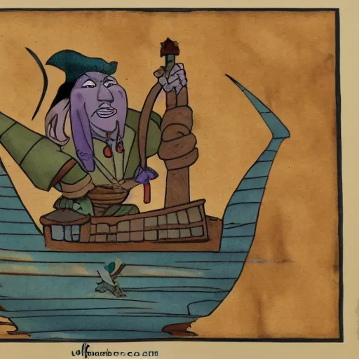 Prompt: jetsam jack the pirate captain cel shaded from pirates of the caribbean