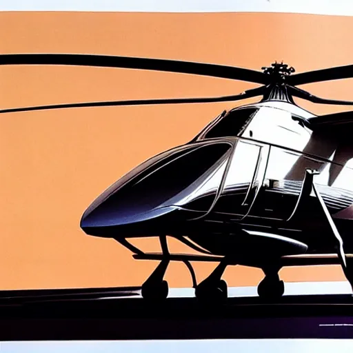 Image similar to concept art for helicopter + bus, painted by syd mead, high quality