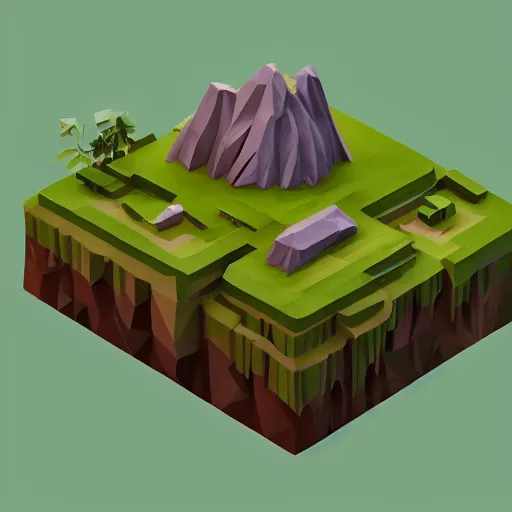 Image similar to a floating island isometric art, low poly art, game art, artstation, 3D render, cgsociety