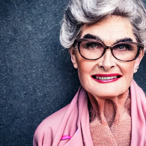 Prompt: old brooke shields actress at age 9 0 years old, color ( sony a 7 r iv, symmetric balance, polarizing filter, photolab, lightroom, 4 k, dolby vision, photography award ), vogue, perfect face