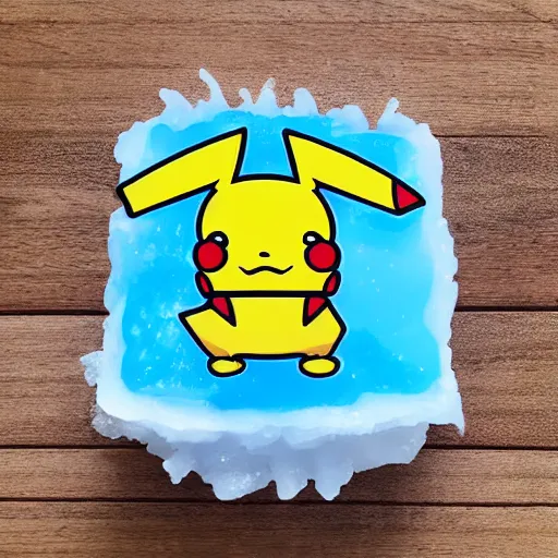 Prompt: an ice Pikachu