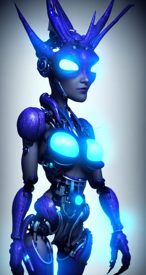 Image similar to beutiful girl cyborg a blue dragon scale, trending artstaition, unreal engine