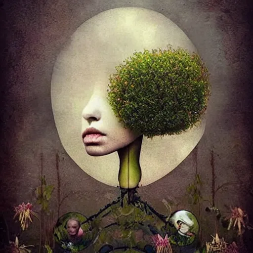 Prompt: a strange over grown garden portrait by christian schloe very surreal