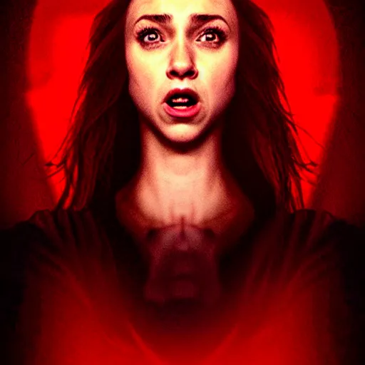 Image similar to beautiful Stella Maeve screaming in a red cave, blue lighting deep in the cave, symmetrical face symmetrical eyes, red hair, portrait, Charlie Bowater character art, no long neck, cinematic lighting