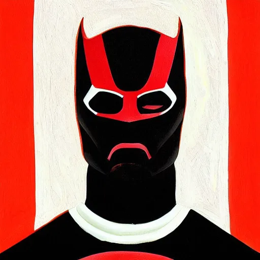 Image similar to detailed portrait of daredevil, symmetrical face, painting by greg ruthowski