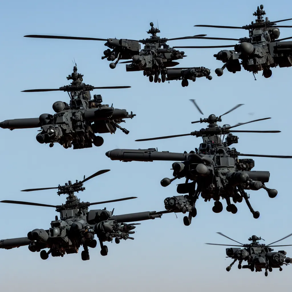 Prompt: apache attack helicopters, photo, 4 k