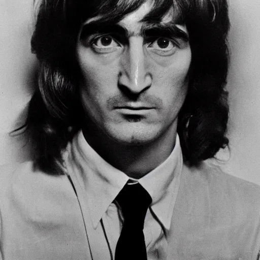 Prompt: a man who is a genetic combination of john lennon and paul mccartney and george harrison and ringo starr, face and upper - body focus, detailed eyes, photograph taken in 1 9 6 9, award winning photograph