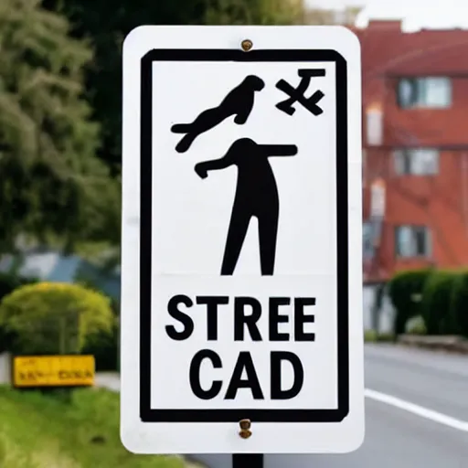 Image similar to street sign warning people about fat cats