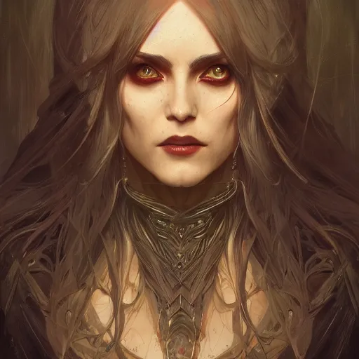 Prompt: photograpic portrait of a pretty dark sorceress, fantasy, ominous, intricate, elegant, highly detailed, digital painting, artstation, concept art, smooth, sharp focus, illustration, art by artgerm and greg rutkowski and alphonse mucha